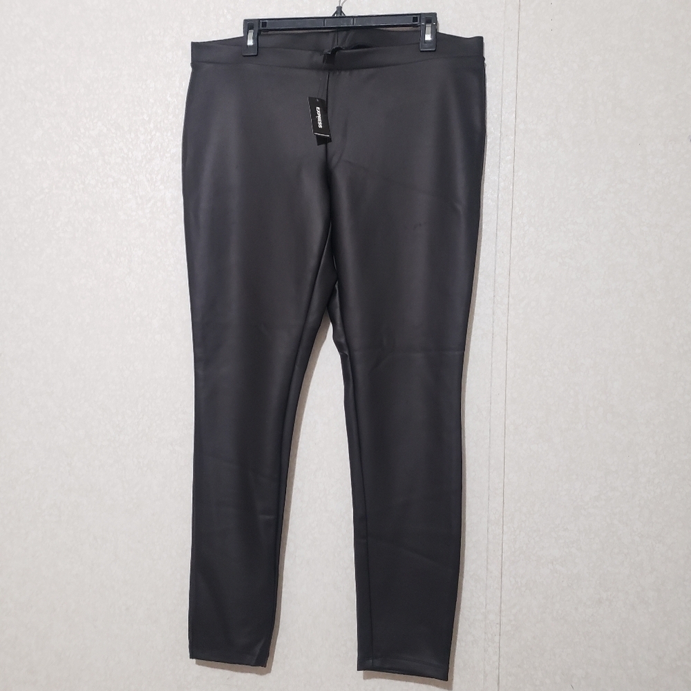 NEW EXPRESS...Black Faux Leather Leggings...SIZE:XL